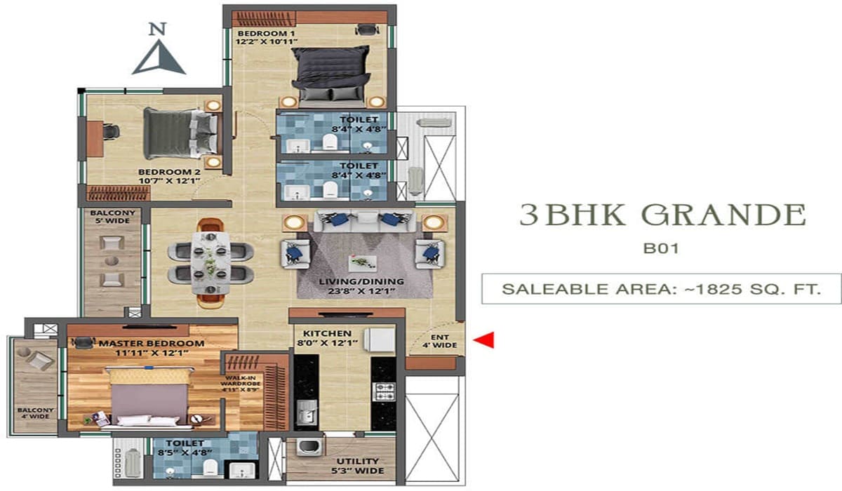 TVS Emerald Isle of Trees 2BHK Floor Plan